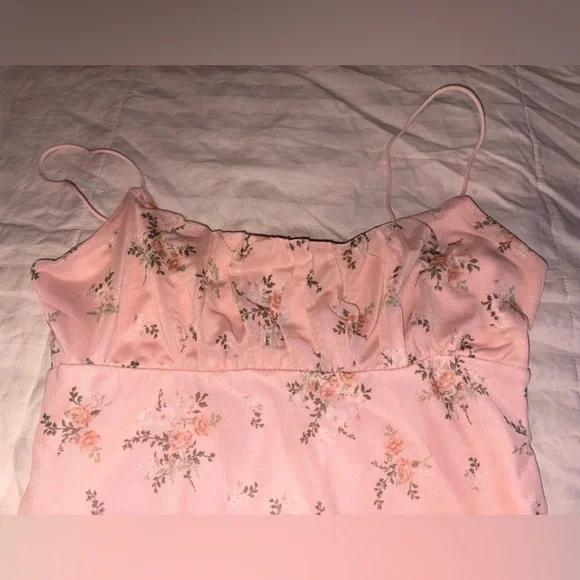 Vintage 90s babydoll  Pink Floral Slip Mini Dress Medium - Picture 2 of 8